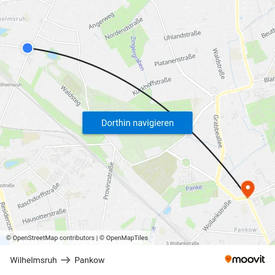 Wilhelmsruh to Pankow map
