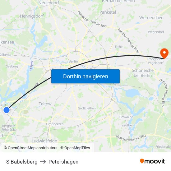 S Babelsberg to Petershagen map