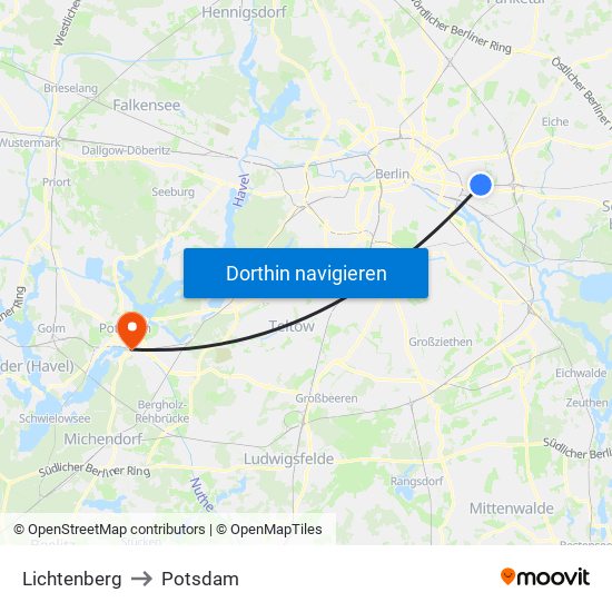 Lichtenberg to Potsdam map