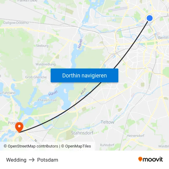 Wedding to Potsdam map