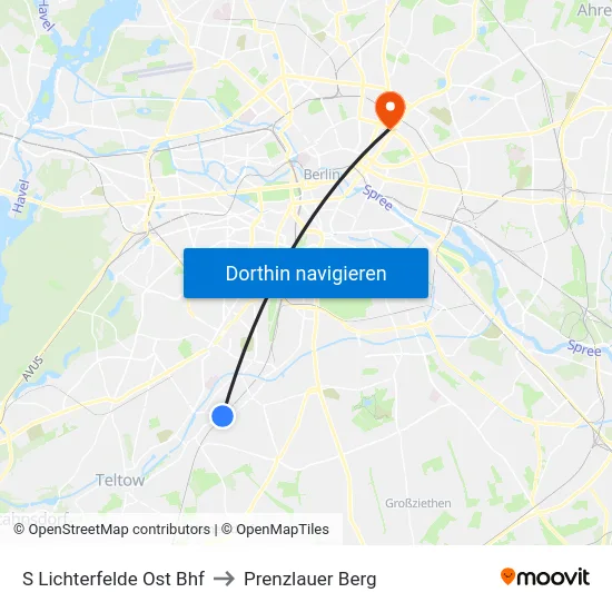 S Lichterfelde Ost Bhf to Prenzlauer Berg map