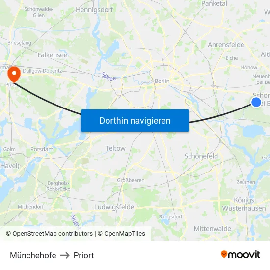 Münchehofe to Priort map
