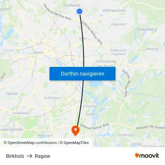 Birkholz to Ragow map