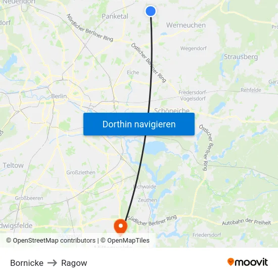 Bornicke to Ragow map