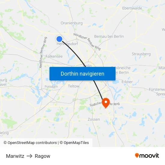 Marwitz to Ragow map