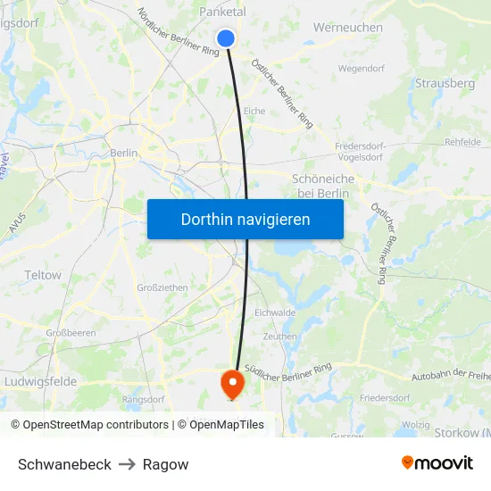 Schwanebeck to Ragow map