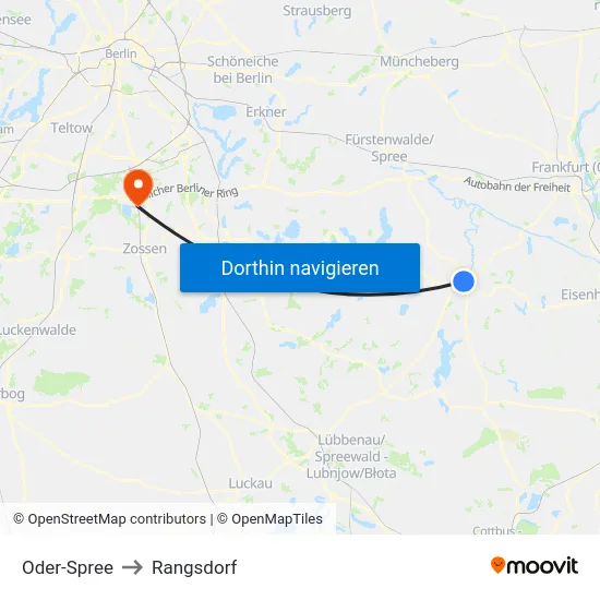 Oder-Spree to Rangsdorf map