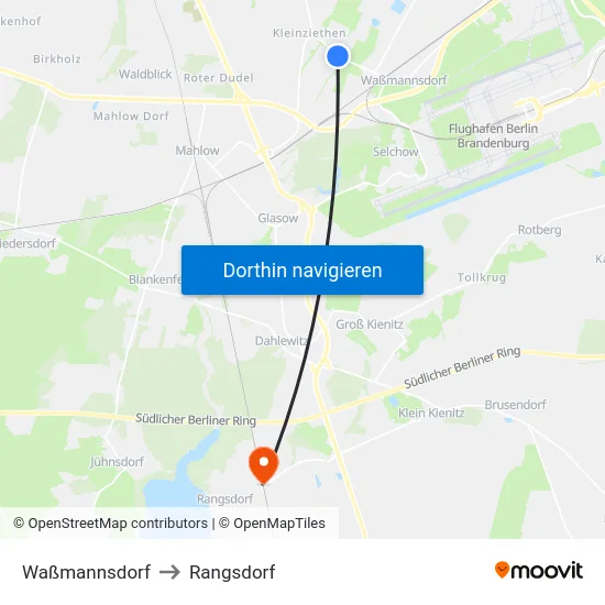 Waßmannsdorf to Rangsdorf map