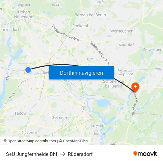S+U Jungfernheide Bhf to Rüdersdorf map