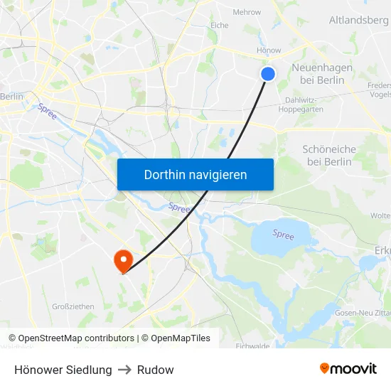 Hönower Siedlung to Rudow map