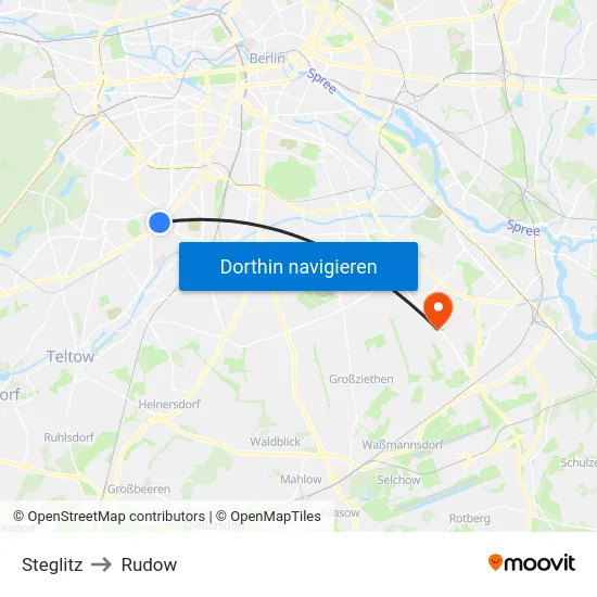 Steglitz to Rudow map