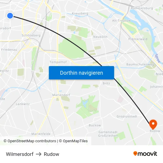 Wilmersdorf to Rudow map