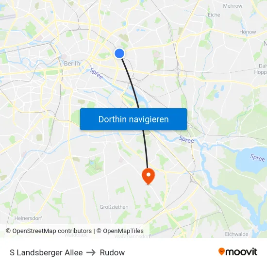 S Landsberger Allee to Rudow map
