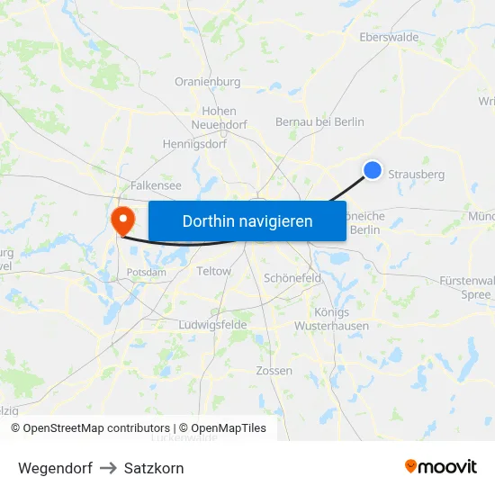 Wegendorf to Satzkorn map