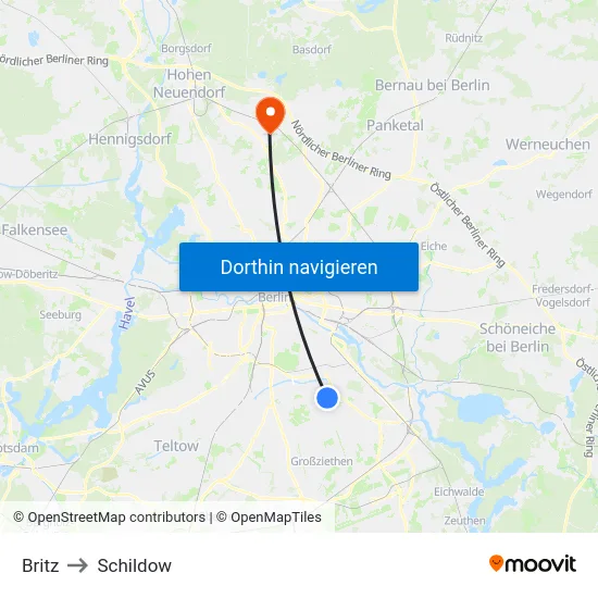 Britz to Schildow map