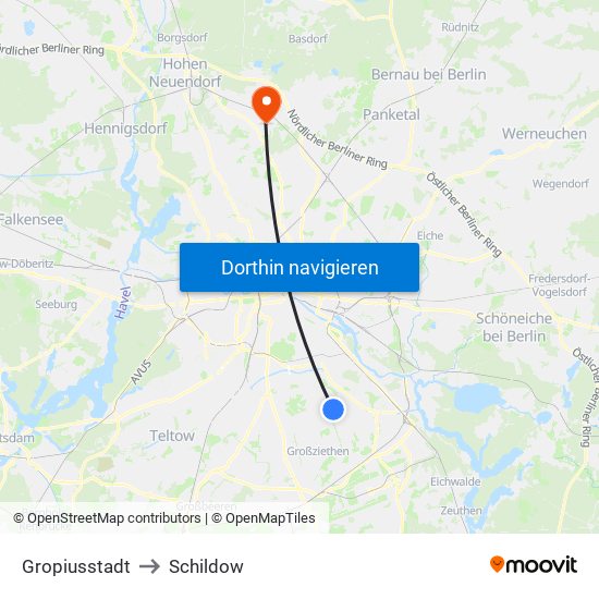 Gropiusstadt to Schildow map