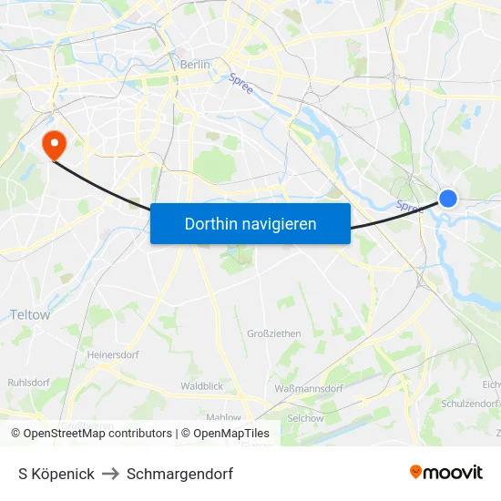 S Köpenick to Schmargendorf map