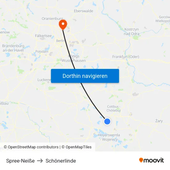 Spree-Neiße to Schönerlinde map