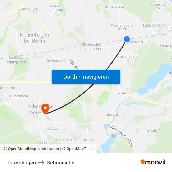 Petershagen to Schöneiche map