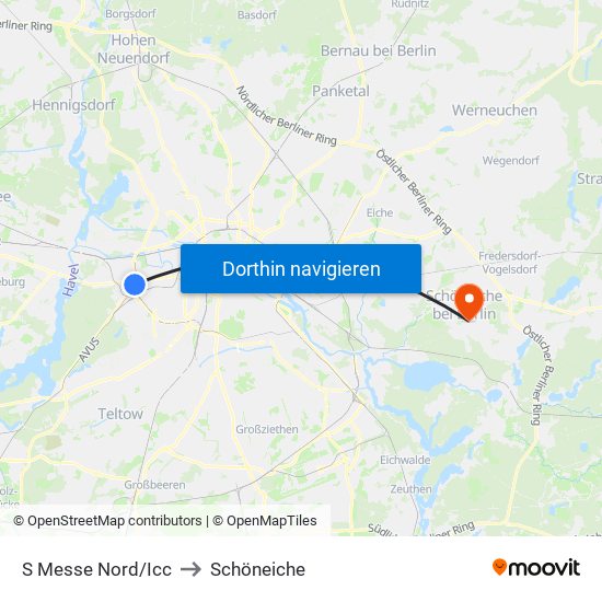 S Messe Nord/Icc to Schöneiche map