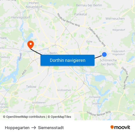 Hoppegarten to Siemensstadt map