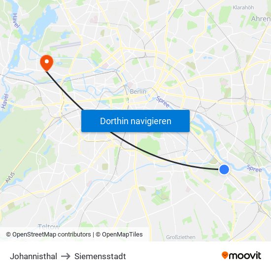 Johannisthal to Siemensstadt map