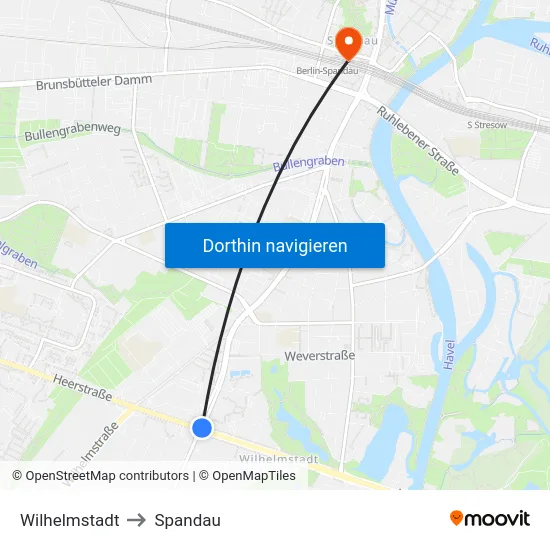 Wilhelmstadt to Spandau map