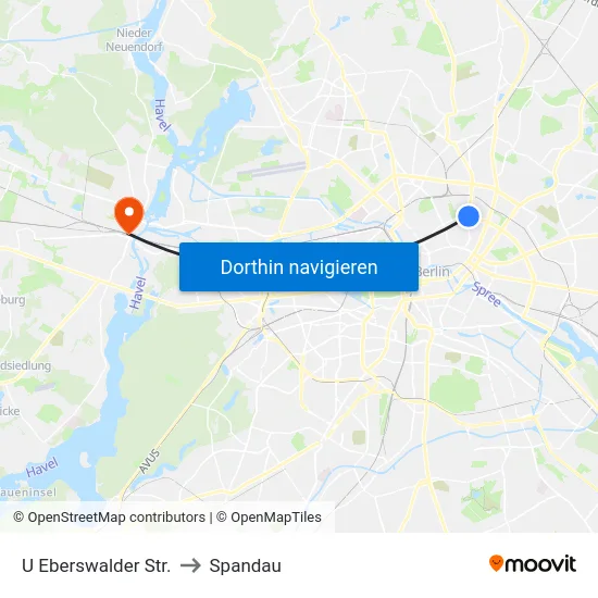 U Eberswalder Str. to Spandau map