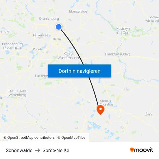Schönwalde to Spree-Neiße map