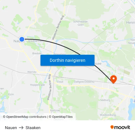 Nauen to Staaken map