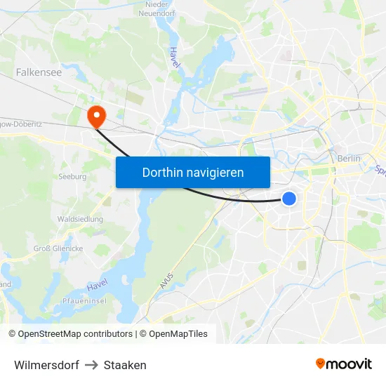 Wilmersdorf to Staaken map