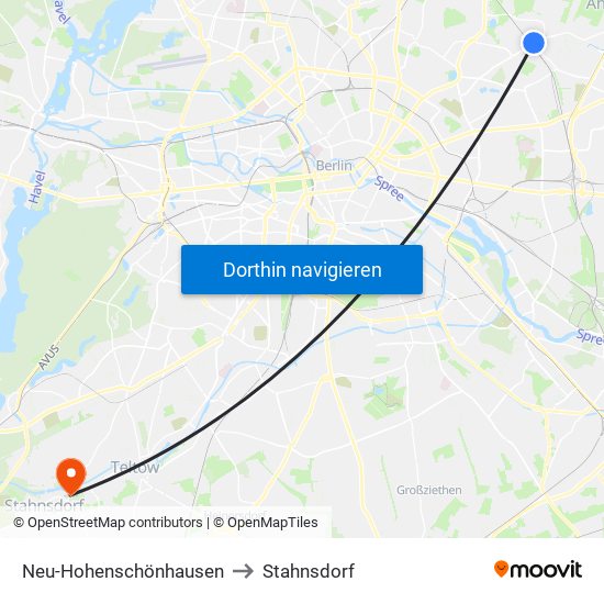 Neu-Hohenschönhausen to Stahnsdorf map