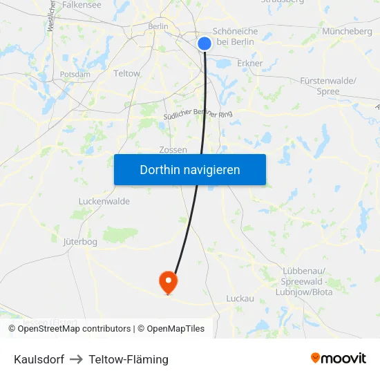 Kaulsdorf to Teltow-Fläming map