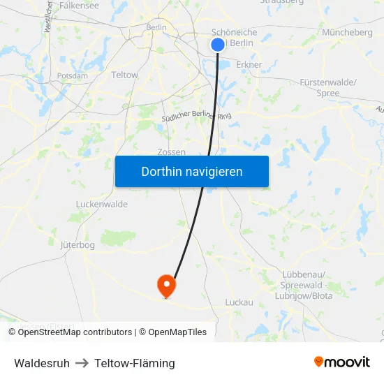 Waldesruh to Teltow-Fläming map