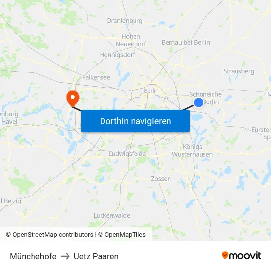 Münchehofe to Uetz Paaren map