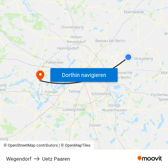 Wegendorf to Uetz Paaren map