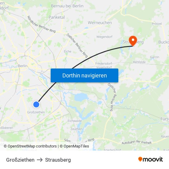 Großziethen to Strausberg map