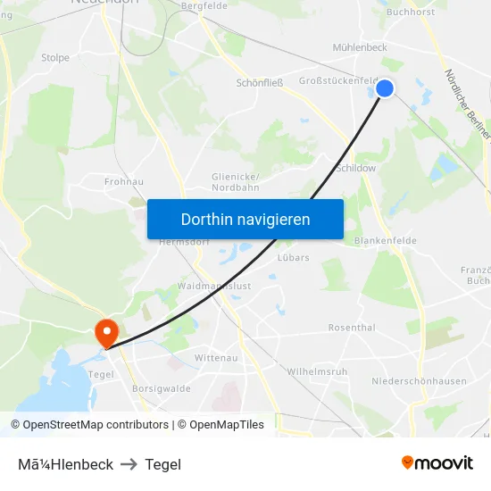 Mã¼Hlenbeck to Tegel map