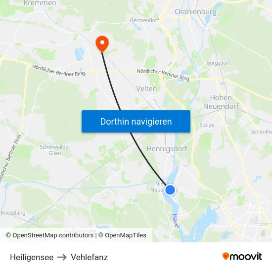 Heiligensee to Vehlefanz map