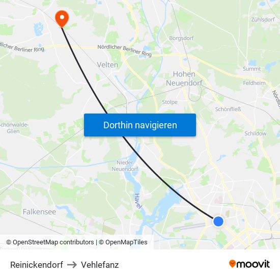 Reinickendorf to Vehlefanz map