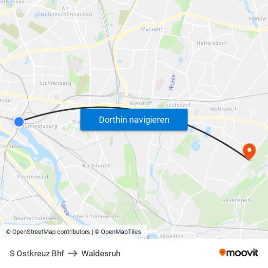 S Ostkreuz Bhf to Waldesruh map