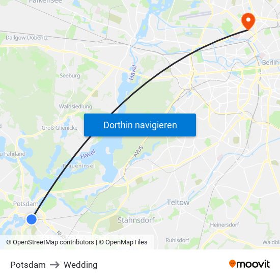 Potsdam to Wedding map