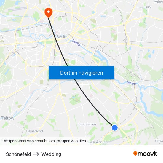 Schönefeld to Wedding map