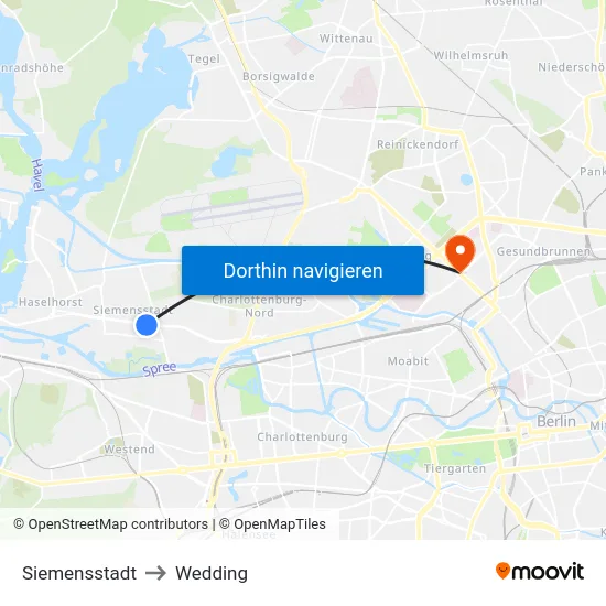 Siemensstadt to Wedding map