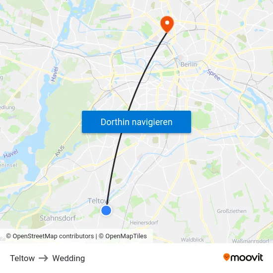 Teltow to Wedding map