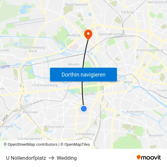 U Nollendorfplatz to Wedding map