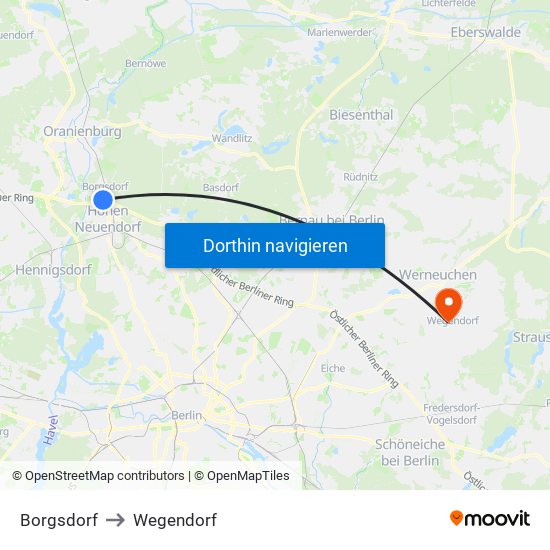 Borgsdorf to Wegendorf map