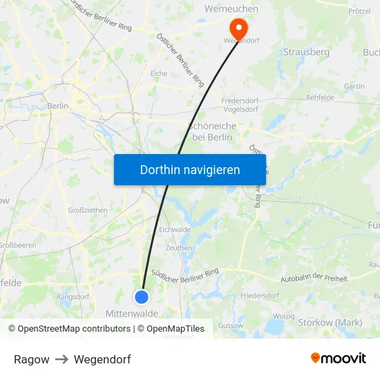 Ragow to Wegendorf map
