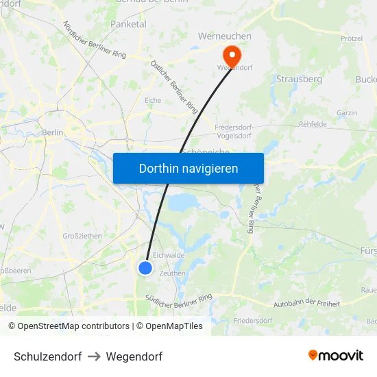 Schulzendorf to Wegendorf map