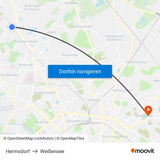 Hermsdorf to Weißensee map